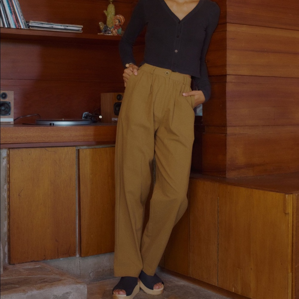 Ozma Mason Pant Manta cotton -ochre color